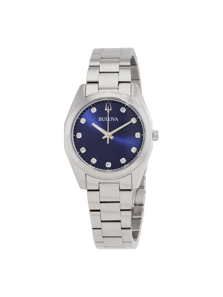 Nwt Bulova Surveyor Quartz Diamond Blue Dial Ladies Watch
